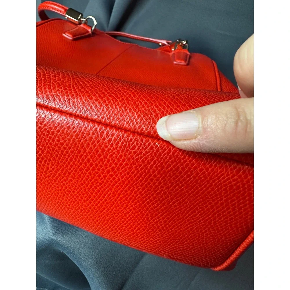 Coach Red Crossgrain Leather Satchel Crossbody Bag Gold Hardware F34607